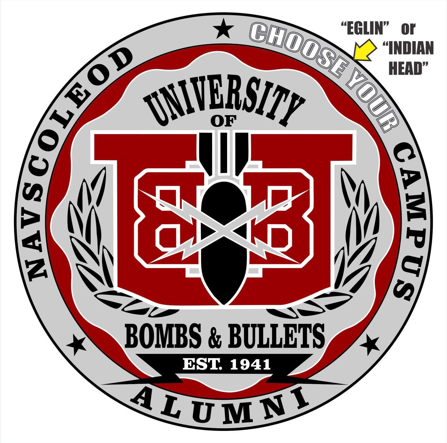 University of Bombs & Bullets ALUMNI Decal